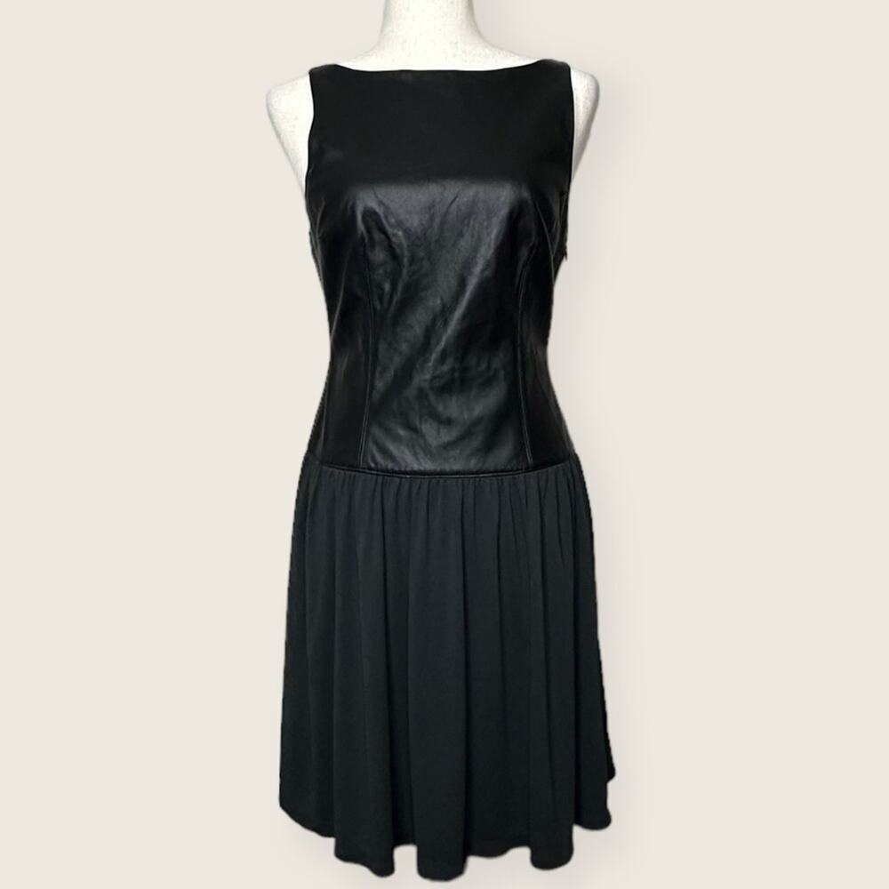 NWOT | Susana Monaco | Faux Leather Lace Dress | Black | See Measurements